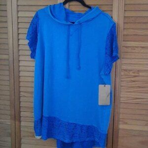 Ruff Hewn NWT Relax Short Lace Sleeve and Hemline Hoodie Size 2XL